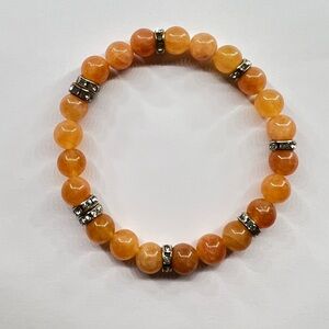 Tangerine Glow Beaded Bracelet – Silver Accents